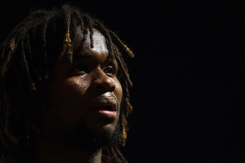 Marland Yarde of Harlequins looks on during a break in play